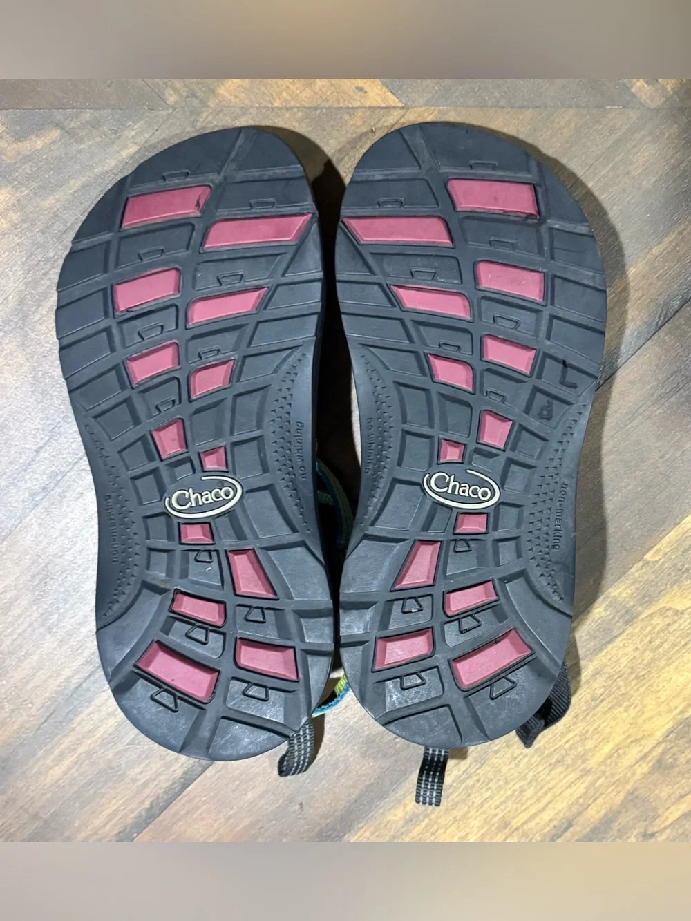 Chaco Blue & Green Strappy Water Sandals Youth 3Y